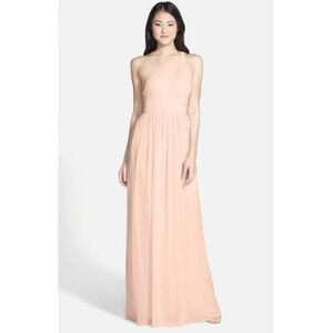 Donna Morgan Chiffon Rachel Gown One Shoulder Dress In Chantilly Size 14 $320